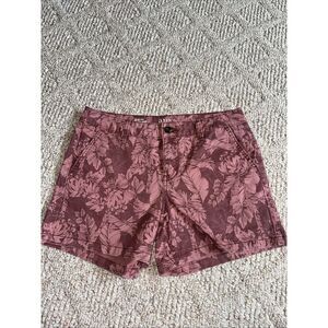 a.n.a Women's Size 6 Mid-rise Burgundy Print Twill 5" Inseam Shorts